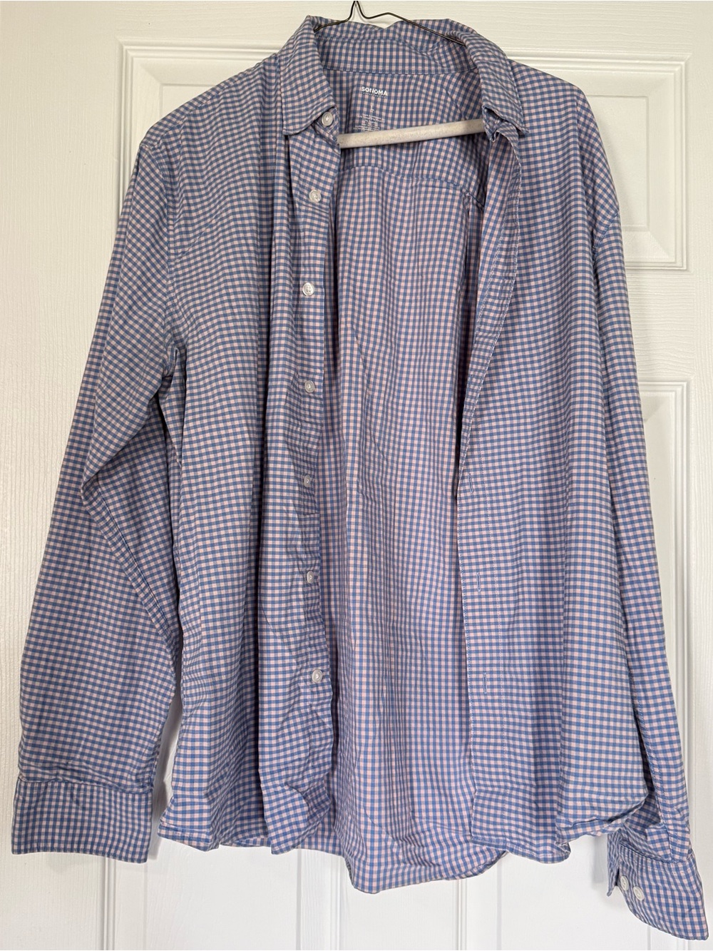 Sonoma Blue and Pink Gingham Button-Down Shirt